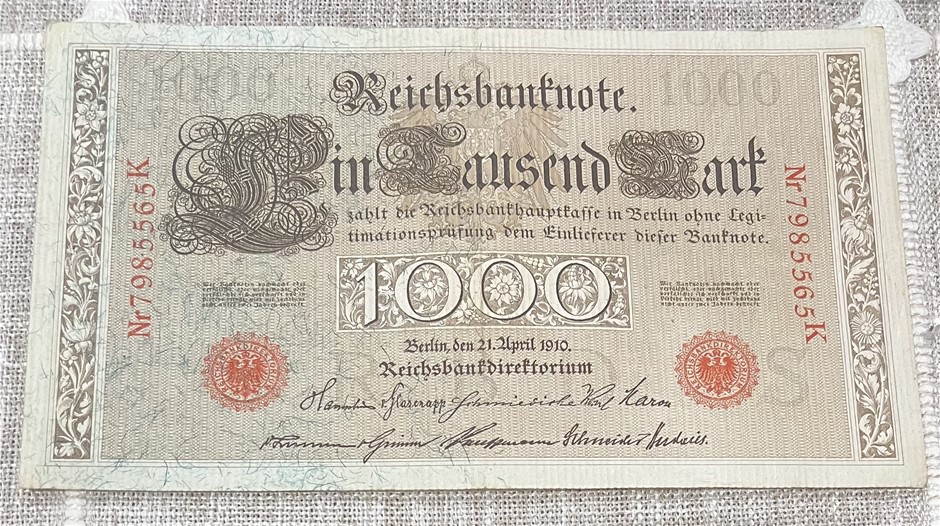 1910 Germany 1000 Reichsbanknote x 6