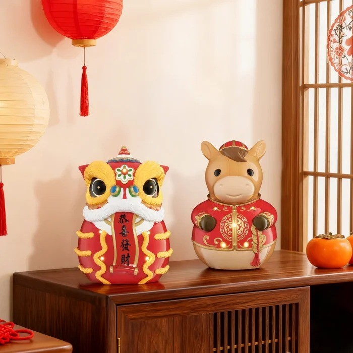 2 Pack x Lunar New Year Resin Nightlights Lion Dance & Horse.