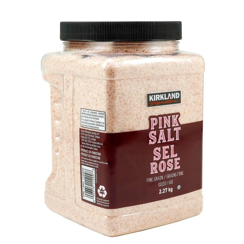 7 x SIGNATURE Fine Grain Pink Salt, 2.27kg. N.B: Damaged/missing lids, mino