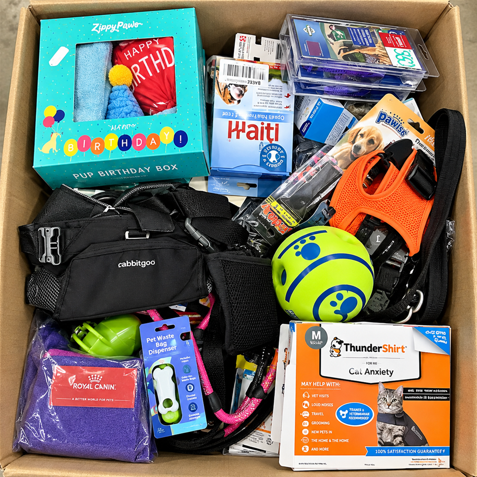 Assorted Pet Accessories – ZippyPaws, ThunderShirt, Royal Canin, Pawise, Ca