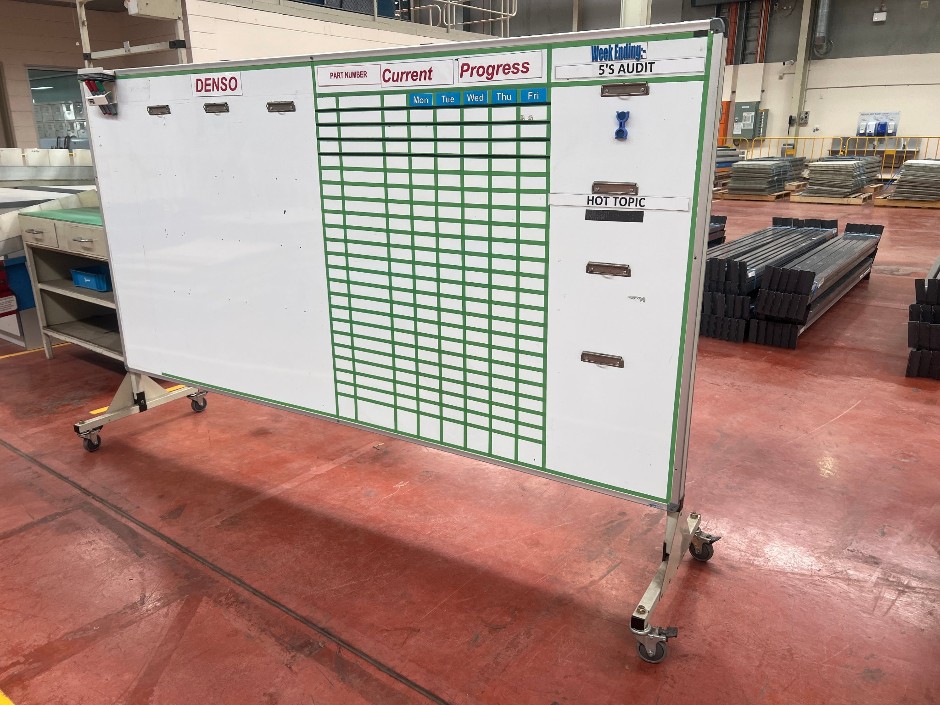 Mobile whiteboard on castors