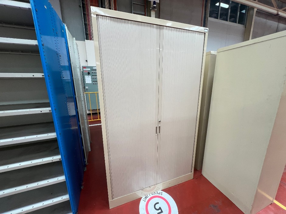 3x Tambour-door storage cabinet