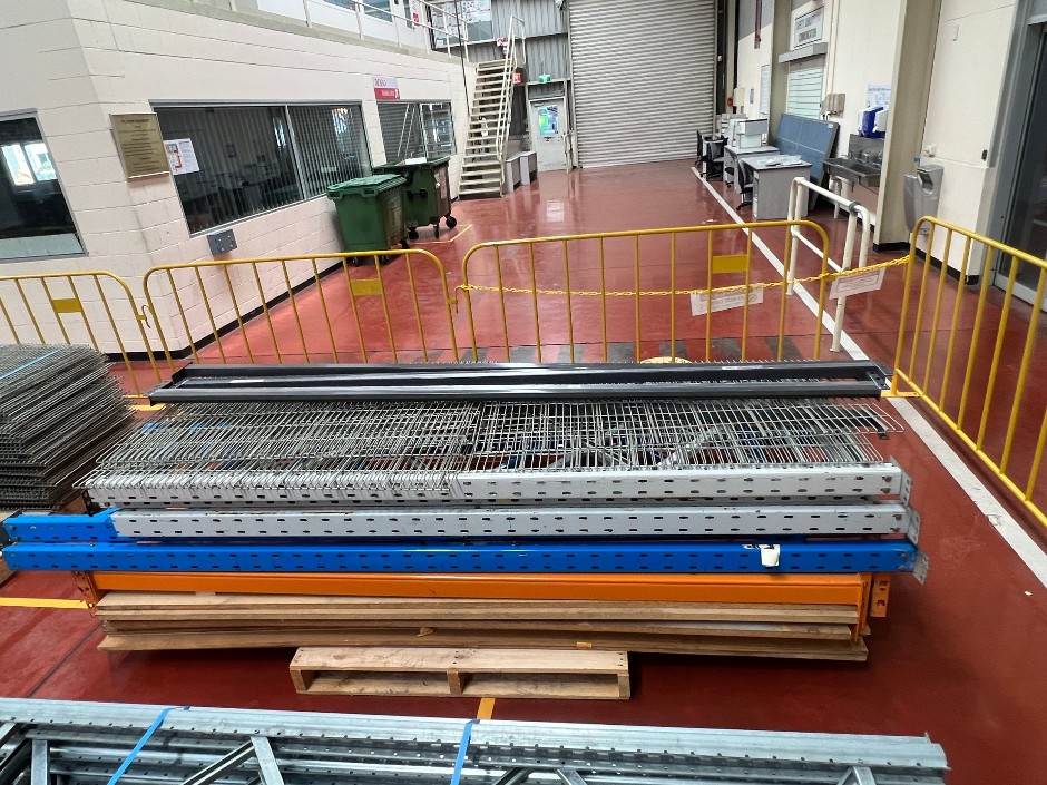 Disassembled pallet racking system (mixed)
