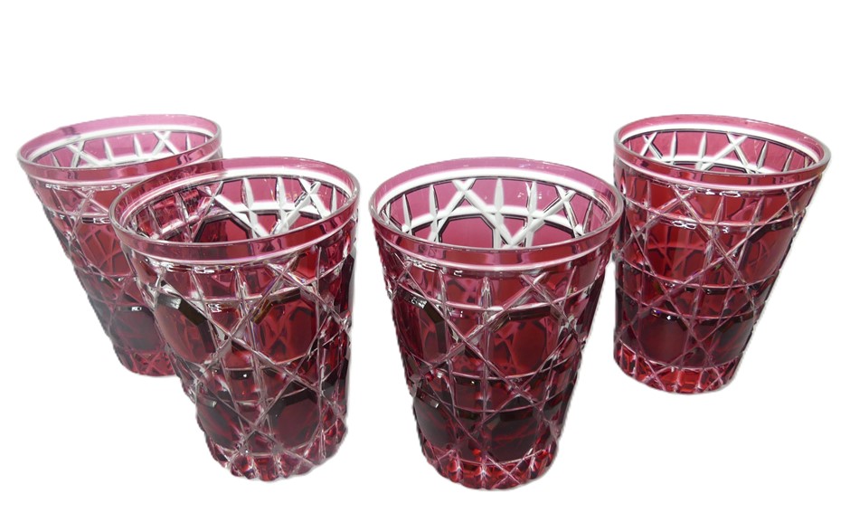 (4 Pack) Dior Red Crystal Water Glass