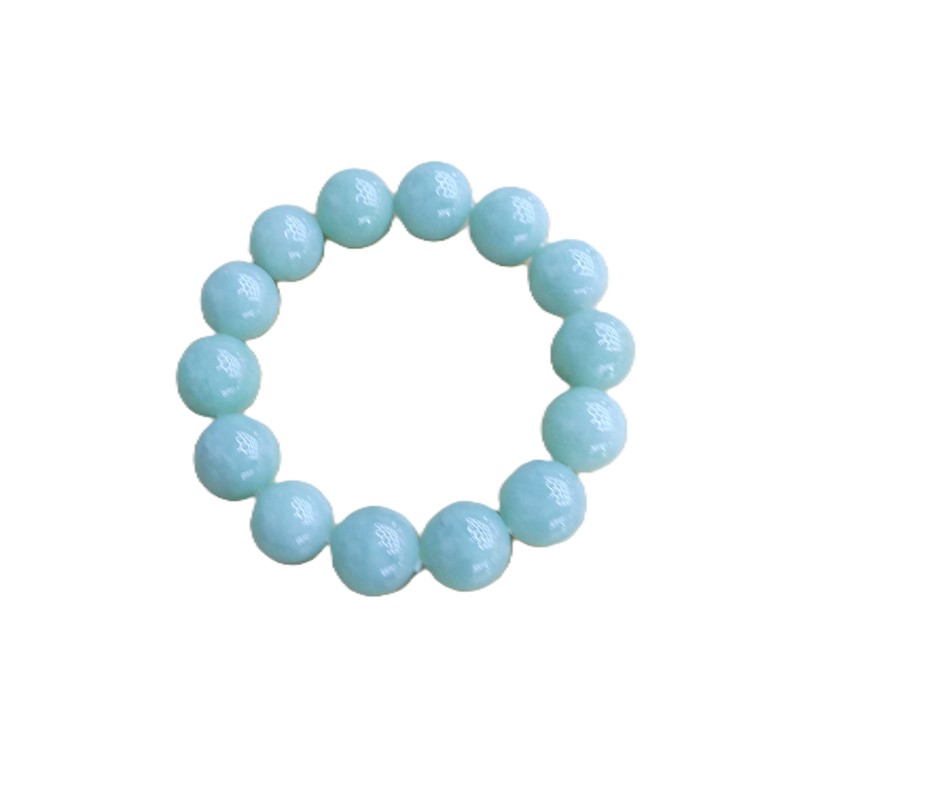 Natural Apple Green Amazonite Quartz 14 Beads Bracelet Stretch Bracelet