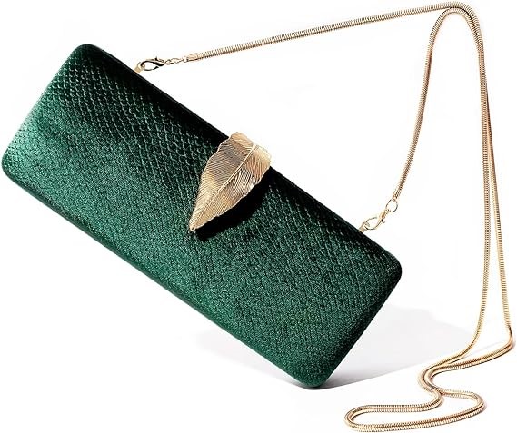 BEFORE & EVER Small Evening Clutch w/ Removable Strap, Emerald. Importan