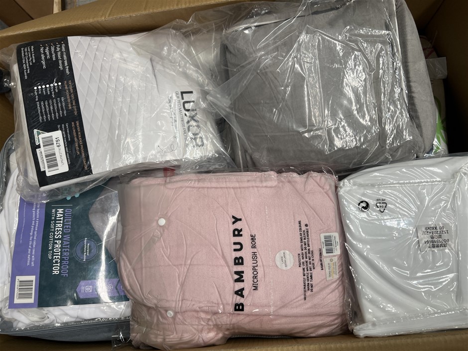 Assorted Box Of bedding/Curtain Products. NB: Photo as is. Some Not in Orig