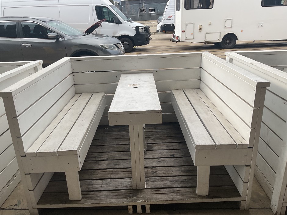 Outdoor bench seat and table set