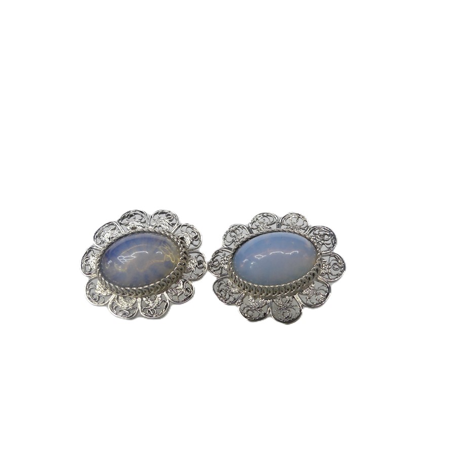 An Ornate Silver Stud Earrings