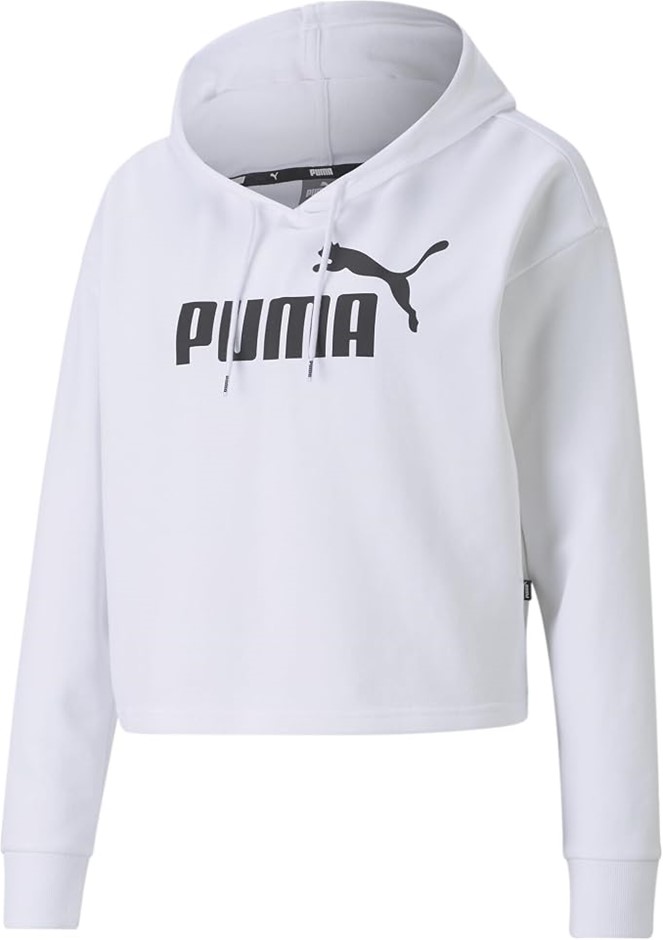 PUMA Women's Essential Cropped Logo Fleece Hoodie, White, XS