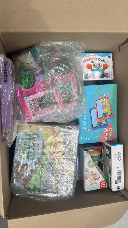 Assorted Box of Childrens Toys/Items. NB: Items may not be in original pack