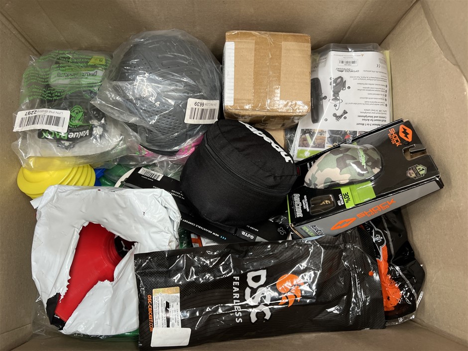 Assorted Box Sport Products. NB: Photo as is. Some Not in Original Packagin