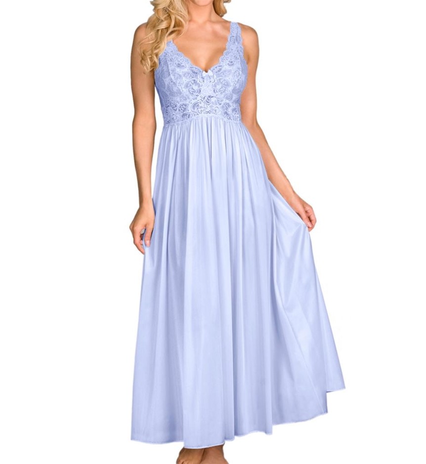 SHADOWLINE Women's Lace Nightgown, Size L, Peri Frost, 31737. Buyers Note