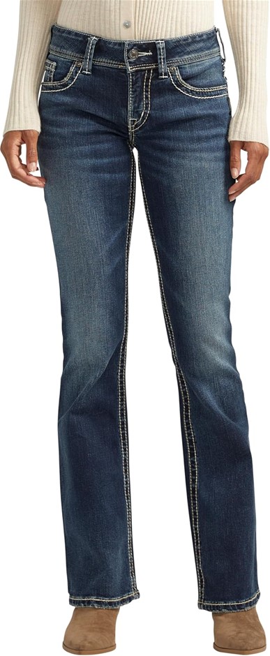 SILVER JEANS CO. Women's Suki Curvy Fit Mid Rise Bootcut Jeans, Size 25 x 3