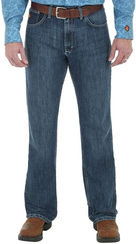 WRANGLER Men's Flame Resistant 42 Vintage Boot Cut Jean, 38Wx30L, Midstone,