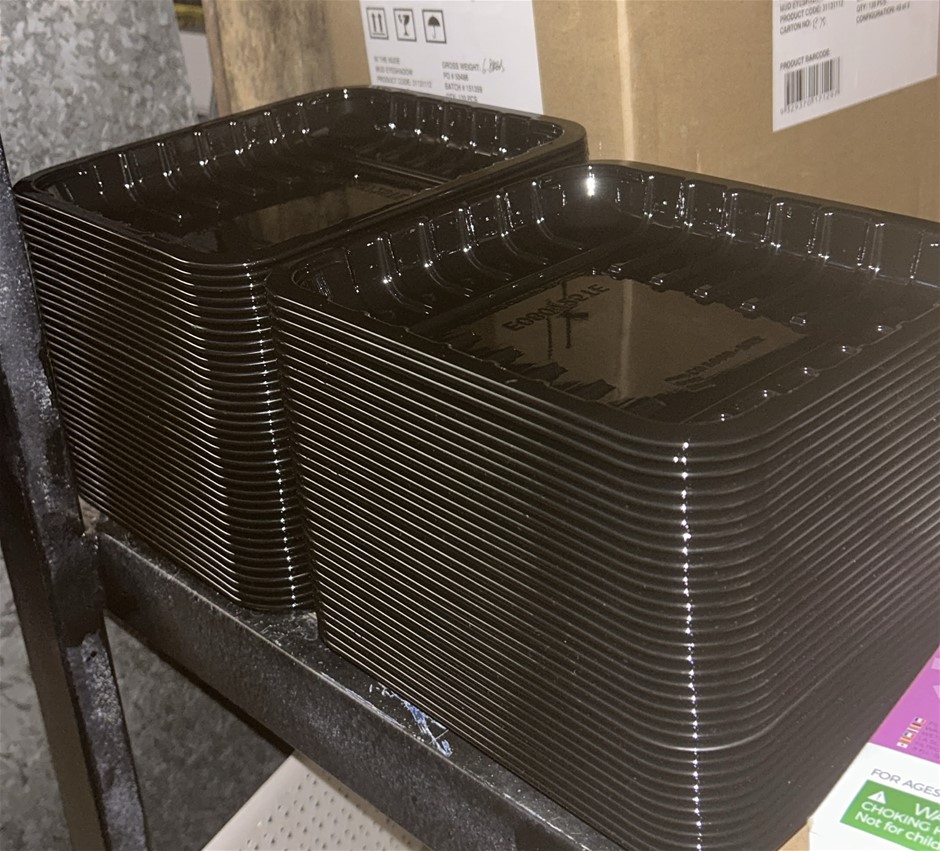 250x Black Plastic Trays (8x7x25)