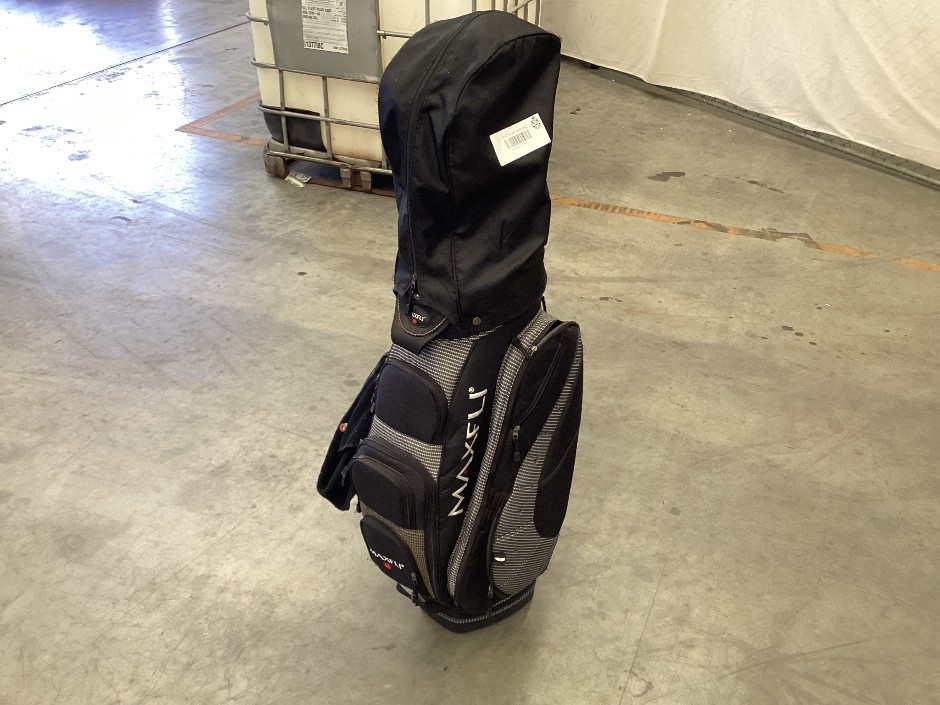 Maxfli Golf Cart Bag with Hood Cover And Left Handed Maxfli Golf Clubs<