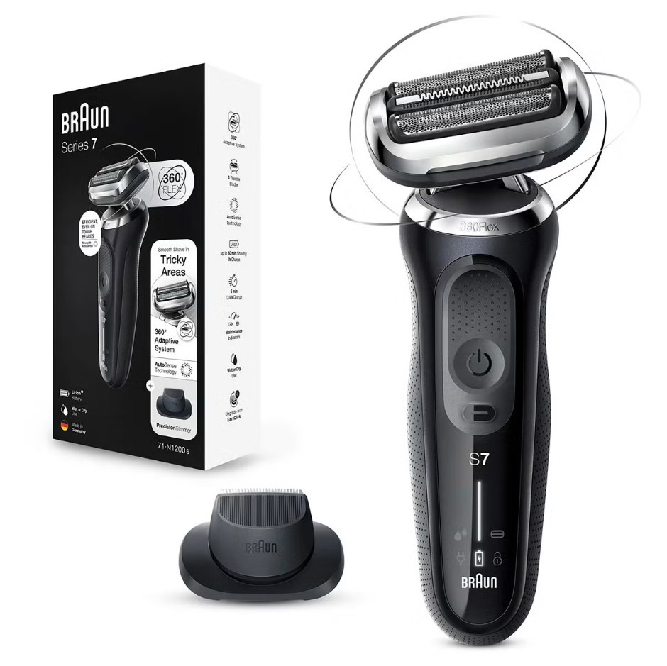 BRAUN Series 7 Wet & Dry Shaver With Trimmer, 71-N1200S-OH. N.B: Damaged pa