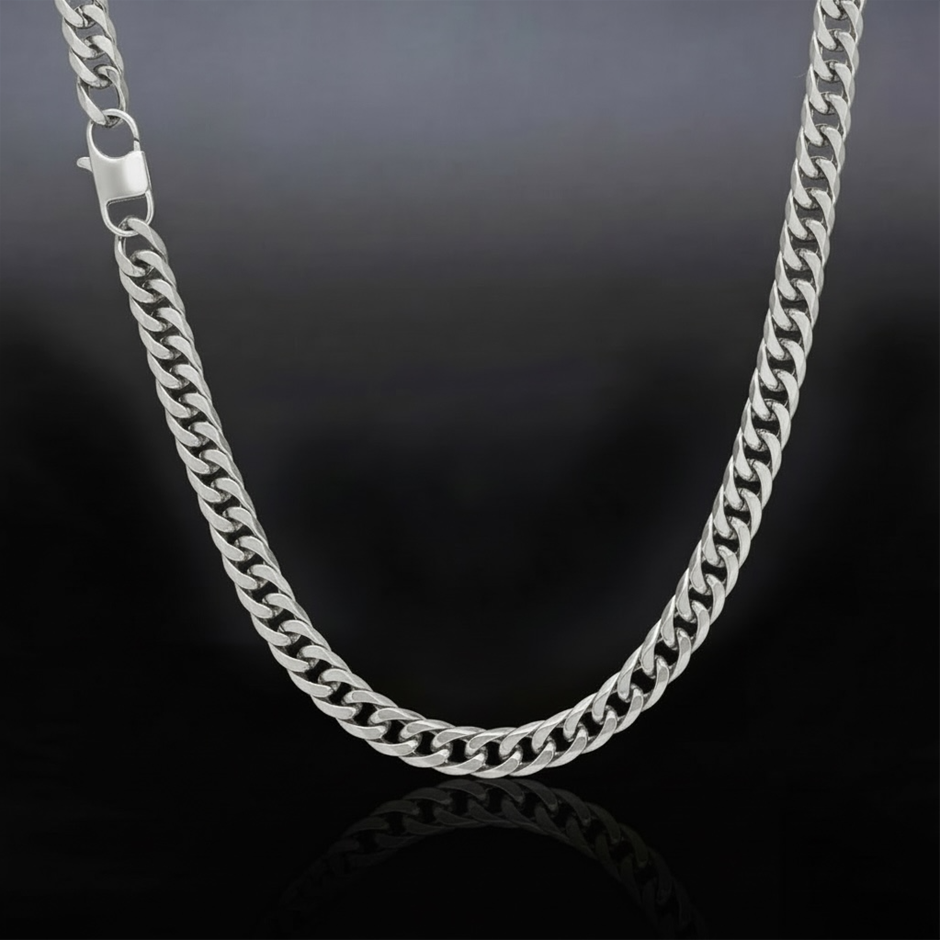 Silver-Filled Cuban Chain Necklace, 9.5MM Wide - 55.8cm