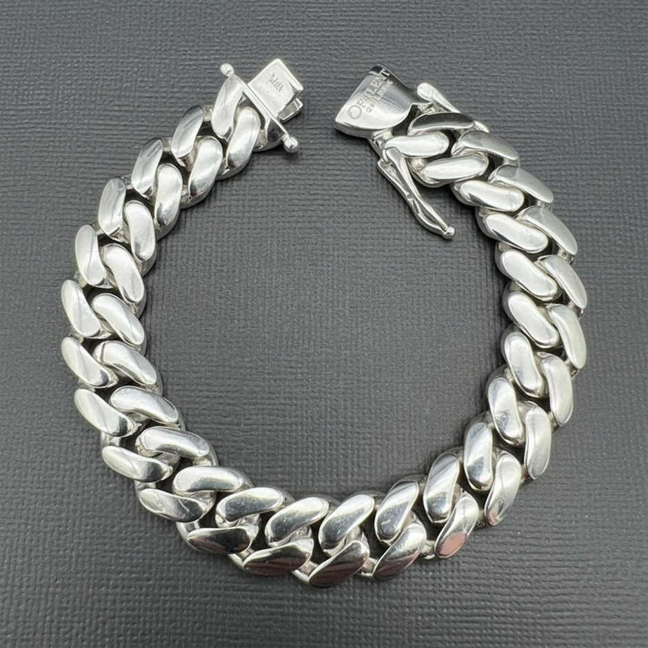 Silver-Filled Cuban Chain Bracelet, 19MM Wide - 20.3cm