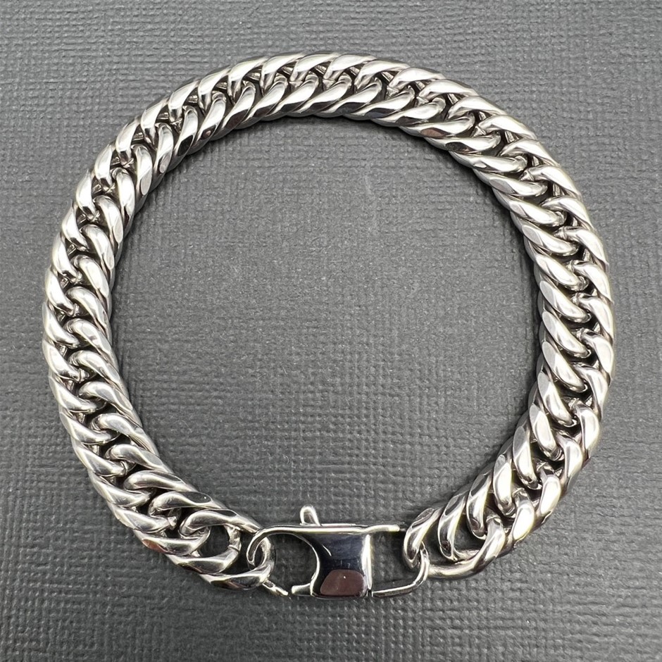 Silver-Filled Cuban Chain Bracelet, 9.5MM Wide - 20.3cm