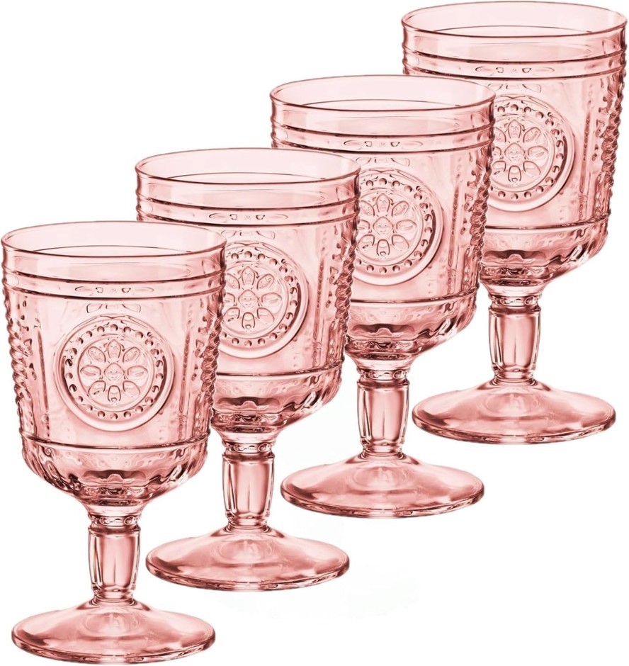 Bormioli Rocco Romantic Set of 4 Stemware Glasses, 10.75 Oz. Colored Crysta