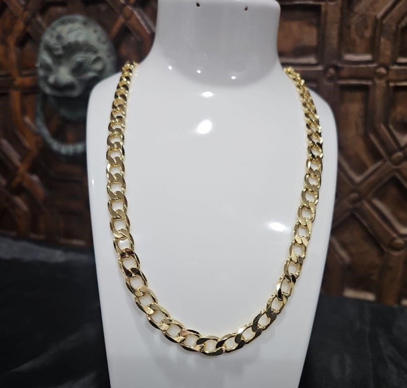18k Italy Stamped Yellow Gold BondedCuban Chain-Quality Guarantee-55cm-