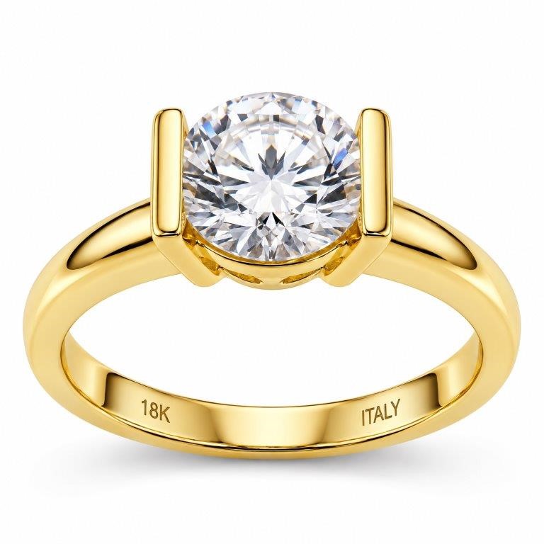 18K/ITALY  Yellow Gold BondedRing -Quality Guarantee-6 US-Bonus Gift