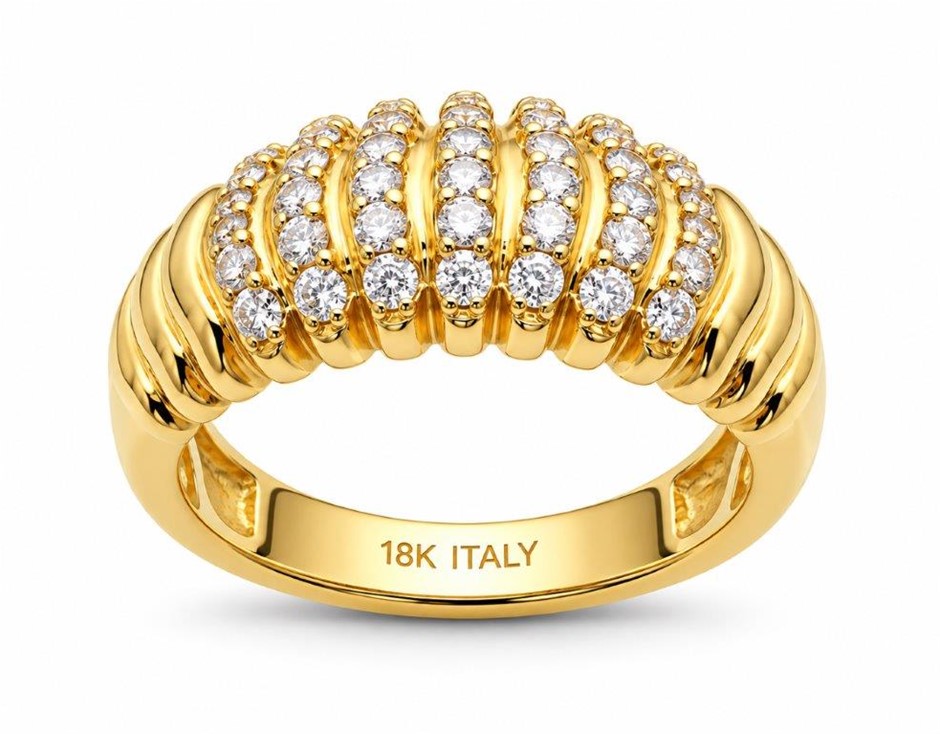 18K/ITALY Yellow Gold BondedRing -Quality Guarantee-8 US-Bonus Gift