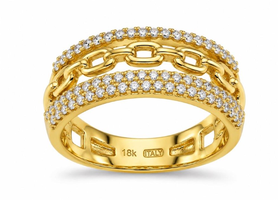18K/ITALY Yellow Gold BondedRing -Quality Guarantee-7 US-Bonus Gift