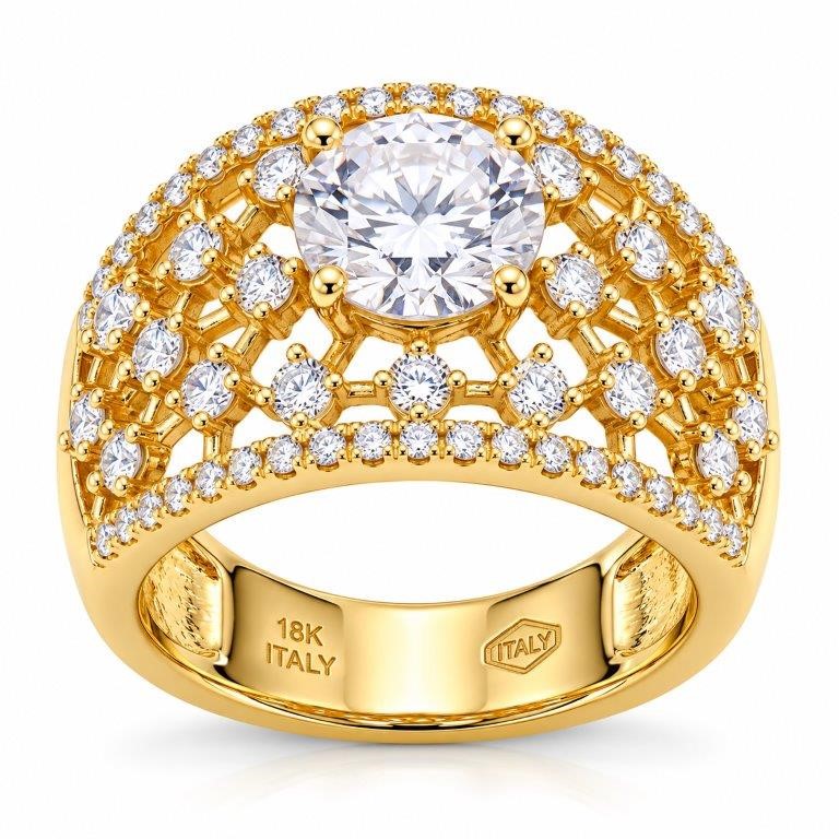 18K/ITALY Yellow Gold BondedRing -Quality Guarantee-6 US-Bonus Gift