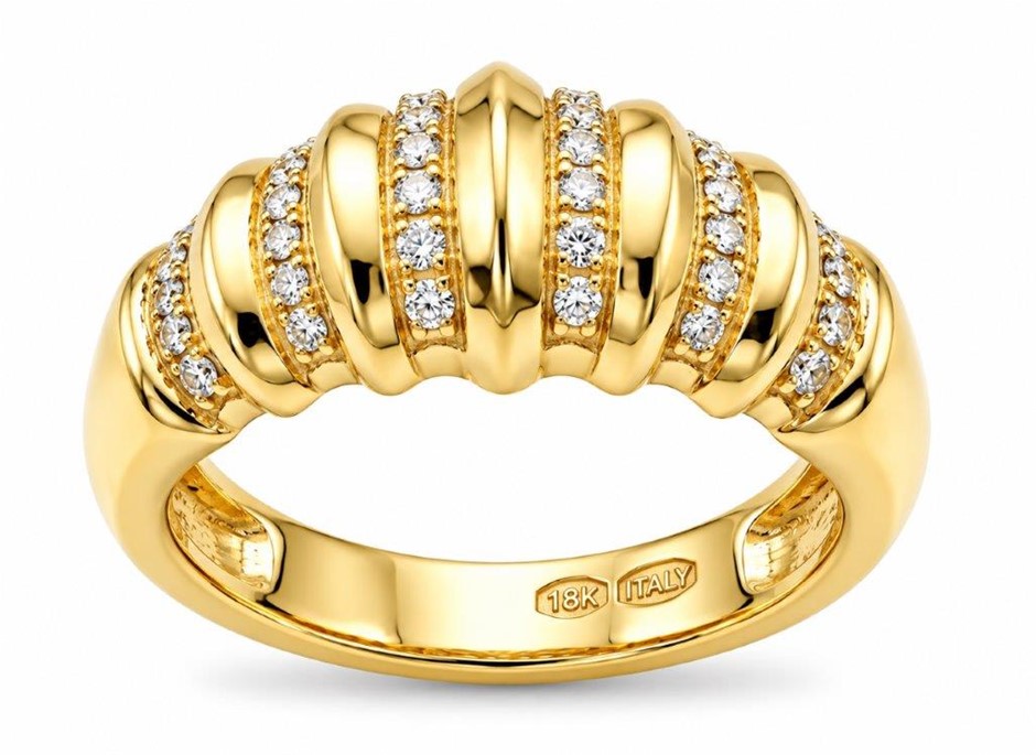 18K/ITALY  Yellow Gold BondedRing -Quality Guarantee-6 US-Bonus Gift