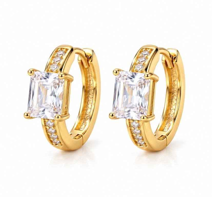 18K/Italy  Gold Bonded Earring -(stamped 18K/Italy)-Warranty Quality-Bonus