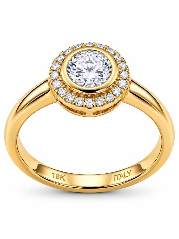 18K/ITALY  Yellow Gold BondedRing -Quality Guarantee-8 US-Bonus Gift