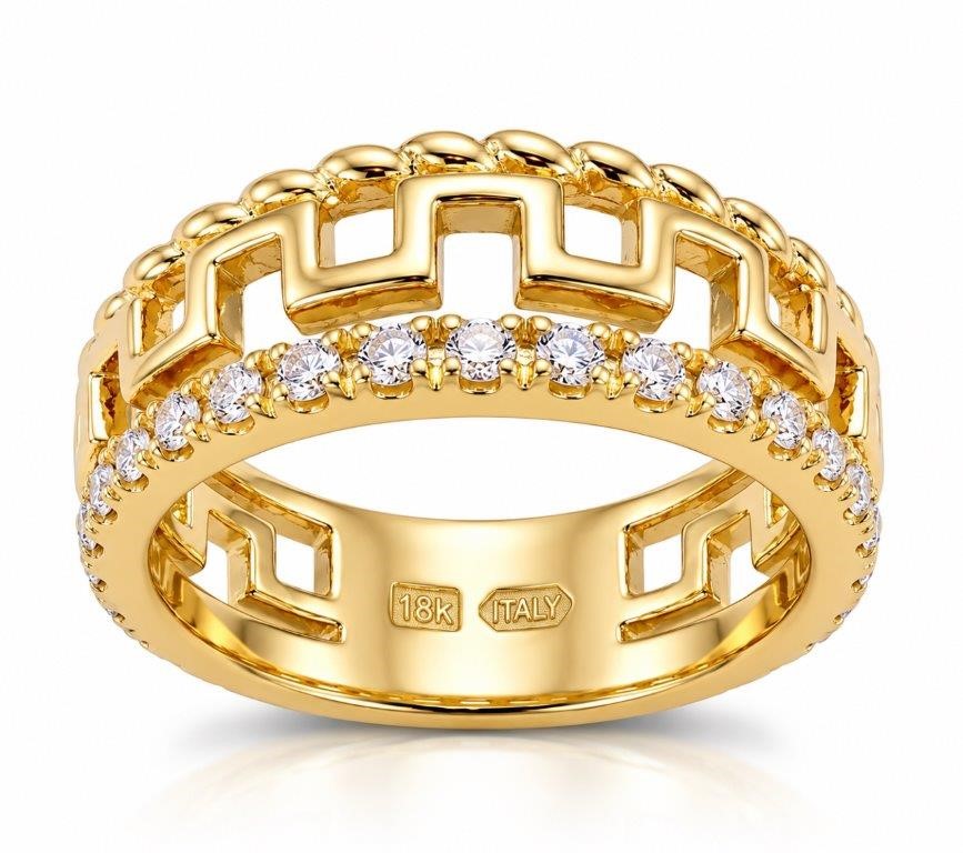 18K/ITALY  Yellow Gold BondedRing -Quality Guarantee-6 US-Bonus Gift