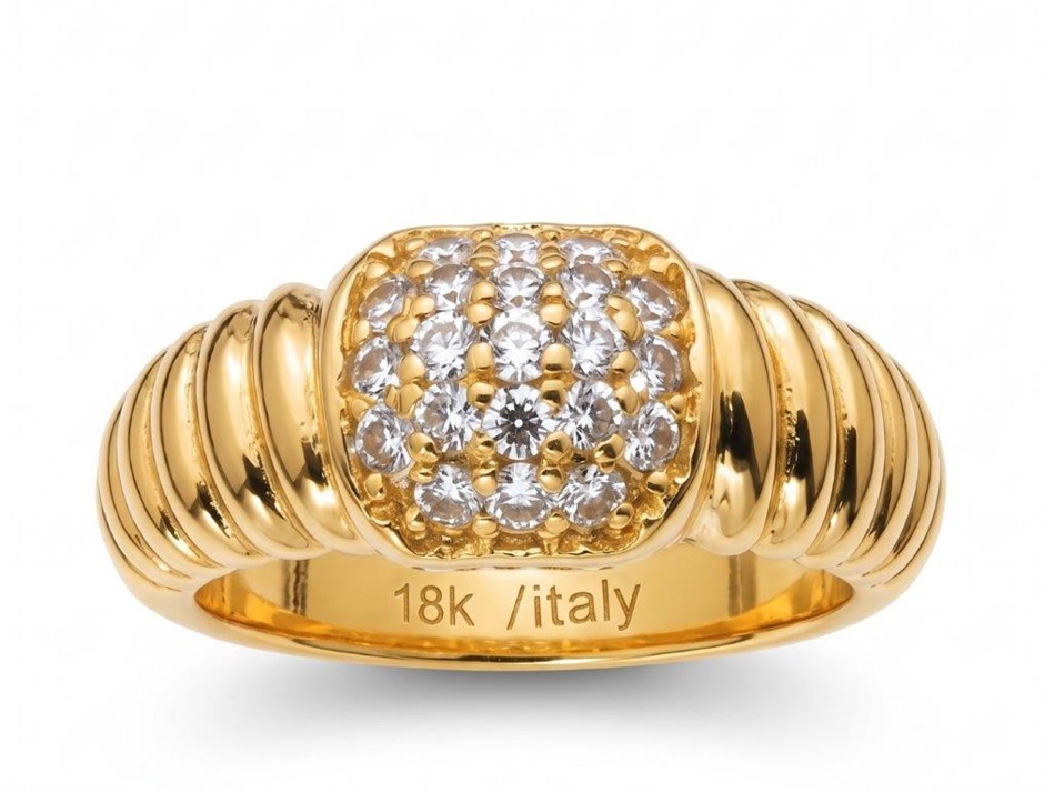 18K/ITALY  Yellow Gold BondedRing -Quality Guarantee-9 US-Bonus Gift