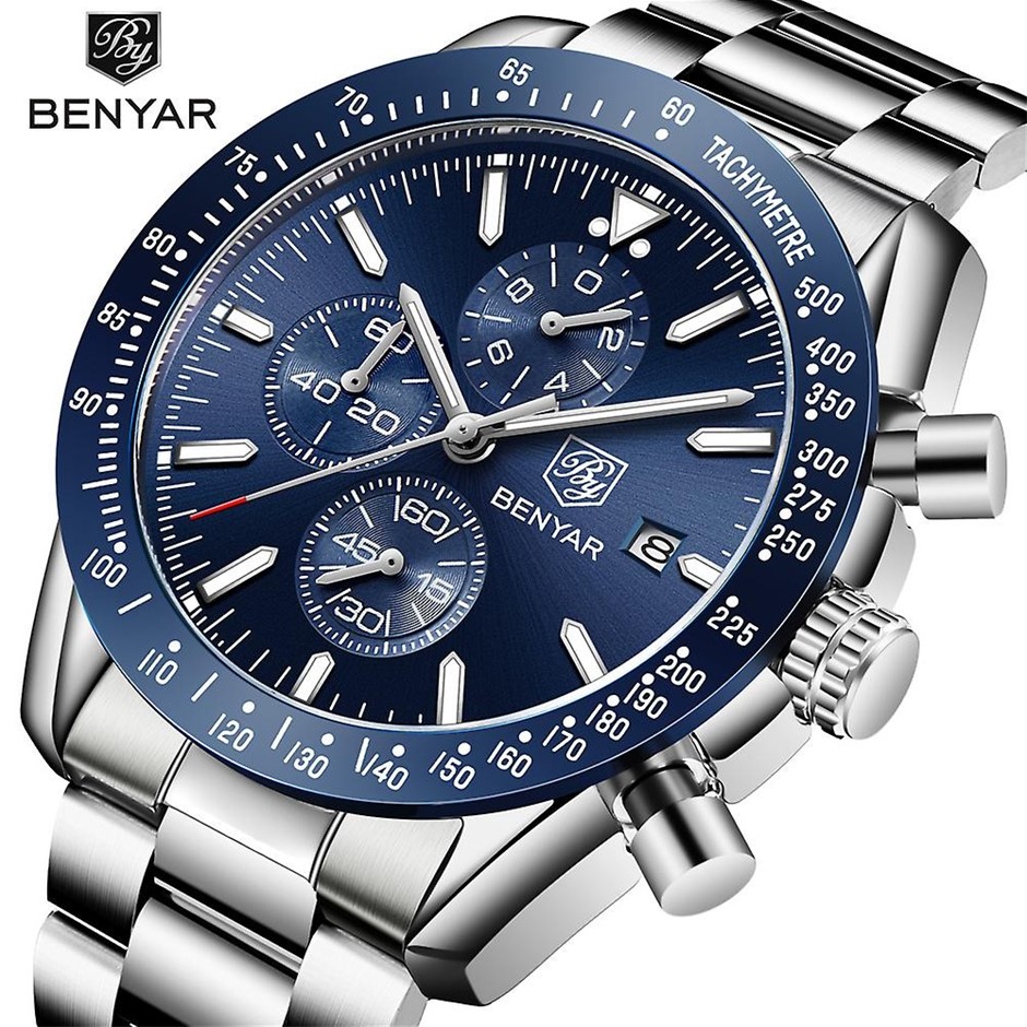 NEW BENYAR Chronograph Watch **RARE** Blue!