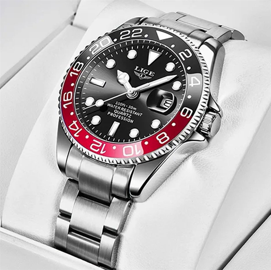 LIGE Military Style SS Men's Quartz Watch