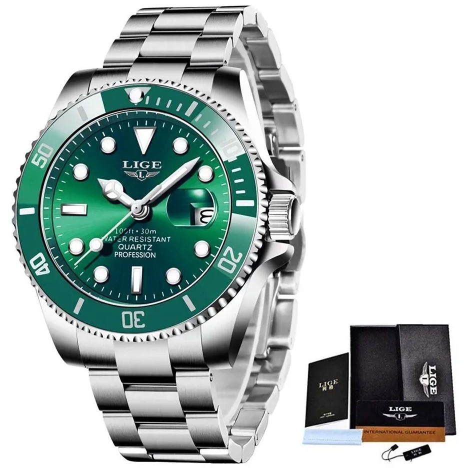 NEW LIGE SS Diver Men's Quartz Watch