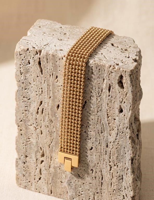 18k/Italy Stamped Yellow Gold Bonded  Bracelet -17.5cm -14mm