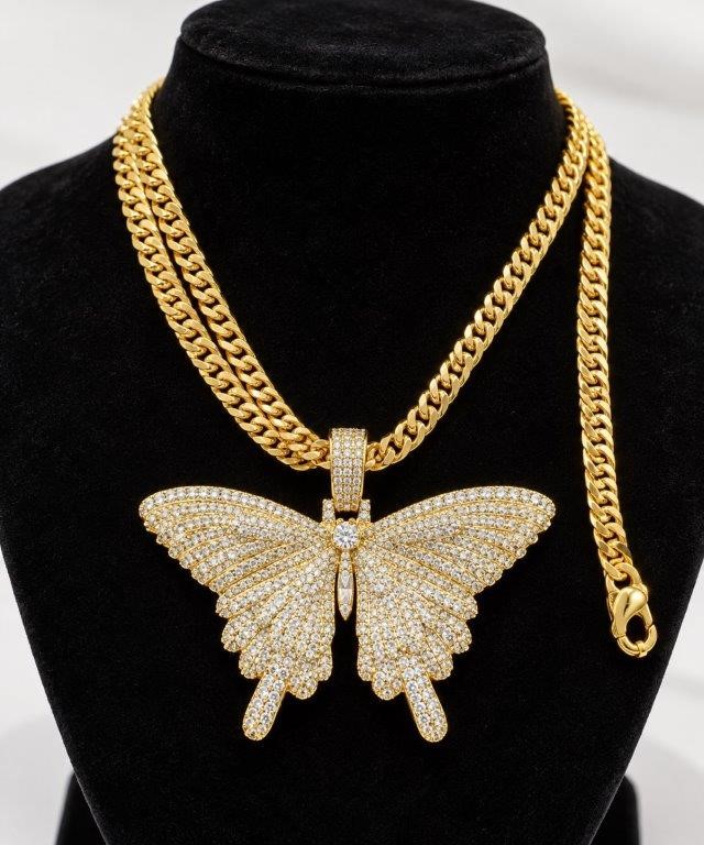 22KGF/Italy Stamped   Yellow Gold Bonded Chain and Pendant-60cm