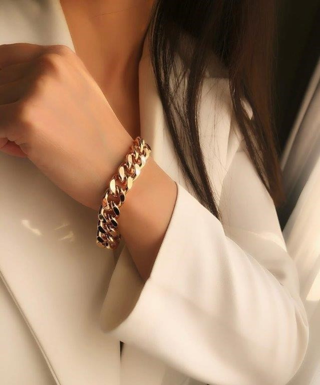 18k Stamped Yellow Gold Bonded  Bracelet -18cm -10mm