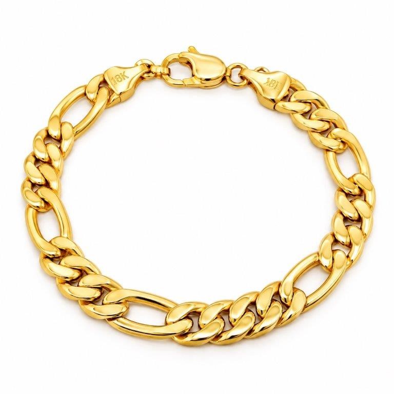 18k Italy Stamped  Yellow Gold Bonded Bracelet-Quality Guarantee-19cm