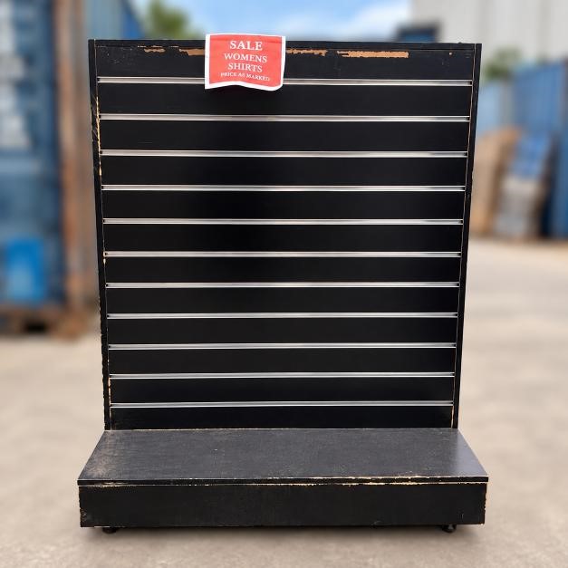 Black Slatwall Retail Display Stand with Base – Shop Merchandising Fixture.