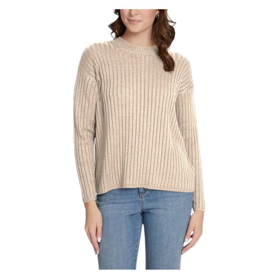 JESSICA SIMPSON Women's Ribbed Sweater, Size XL, Oatmeal.