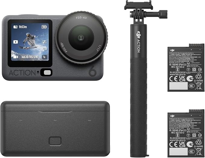 DJI Osmo Action 6 Enhanced Combo, 8K Action Camera, 2 Batteries, Extension