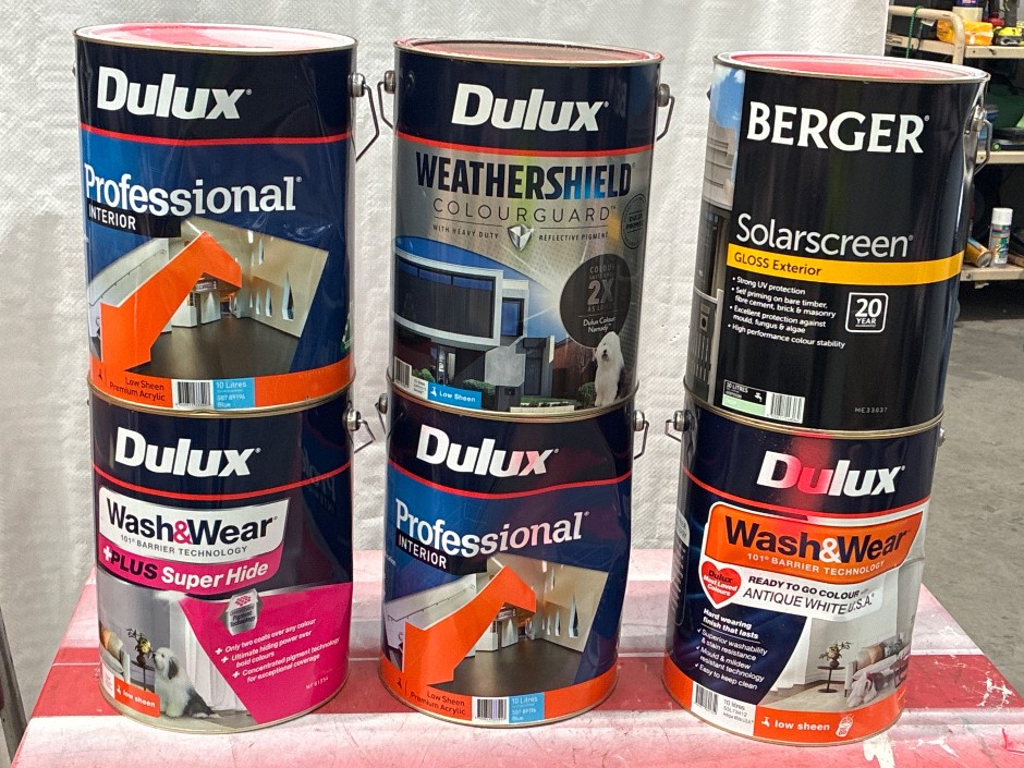 6 x Tubs 10lt Assorted Paint