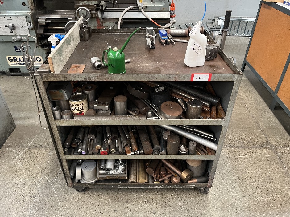 Mobile Steel Trolley with Large Qty of Steel Items and Copper