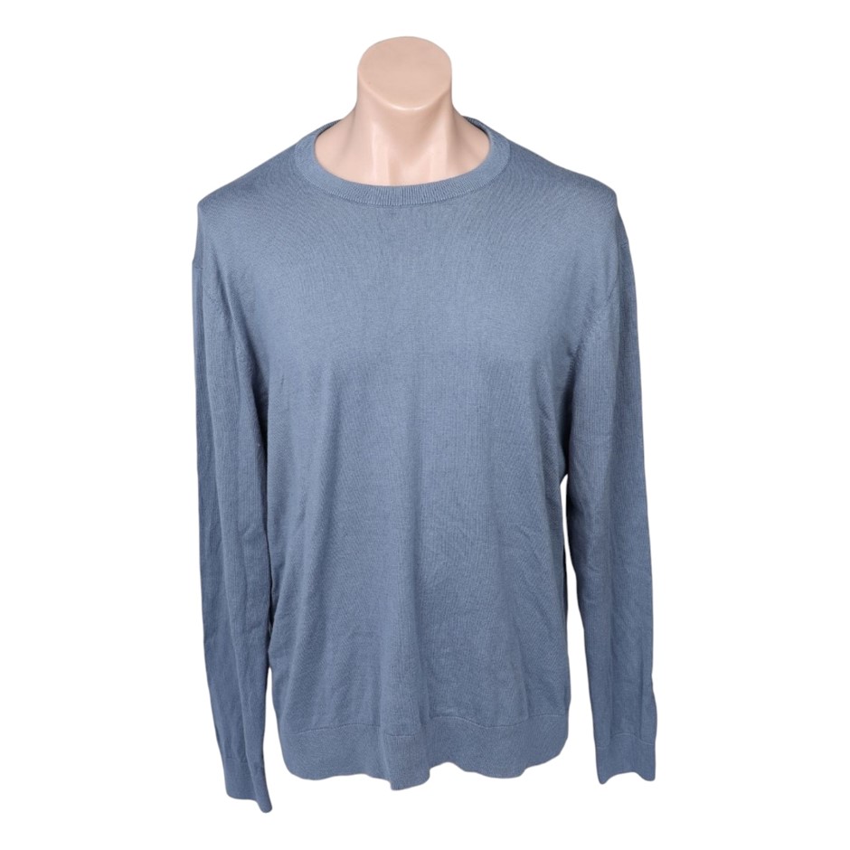 TRUE NORTH Men's Sweater, Size L, Cotton, Blue. NB: may have been worn.