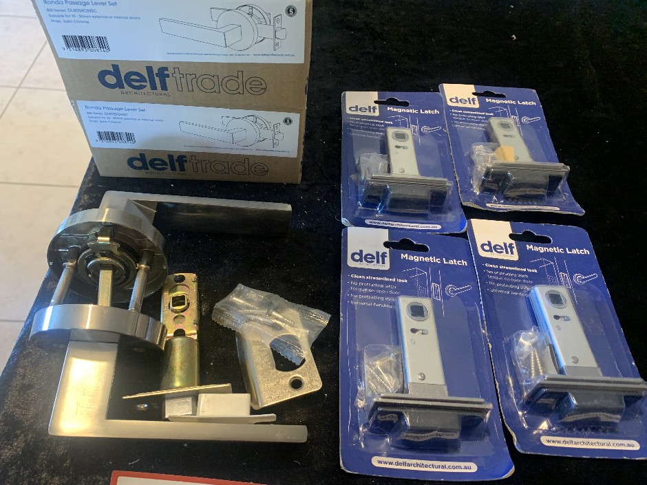 10 x Delftrade Passage Levers Sets and 4 x Delftrade Magnetic Latches